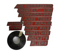 12 Pack of Magnetic Toolbox Labels, 3D Printed Toolbox Drawer Tags Magnetic Tool Box Labels, Reusable Tags for Steel Toolboxes, Carts, Drawers, and Cabinets (Red)