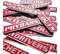 12 Pack of Magnetic Toolbox Labels, Magnetic Tool Box Drawer Labels, 3D Printed Label Organizers, Reusable Tags for Steel Toolboxes, Carts, Drawers, and Cabinets (Red)