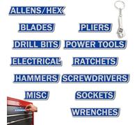 12 Pack of Magnetic Toolbox Labels, Reusable Tool Box Drawer Tags for Easy Organization, Adhesive Utility Cabinet Tags, for Steel Toolboxes, Carts, Drawers, and Cabinets (Blue)