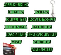 12 Pack of Magnetic Toolbox Labels, Reusable Tool Box Drawer Tags for Easy Organization, Adhesive Utility Cabinet Tags, for Steel Toolboxes, Carts, Drawers, and Cabinets (Green)