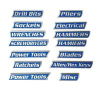 12 Pack Premium Magnetic Toolbox Labels - Durable Reusable Magnet Tags, Professional Tool Organization for Tool Chest, Drawers & Workshop Storage (Blue)