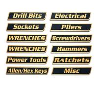 12 Pack Premium Magnetic Toolbox Labels - Durable Reusable Magnet Tags, Professional Tool Organization for Tool Chest, Drawers & Workshop Storage (Yellow)