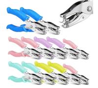 12-Pack Single Hole Punch, 1/4 Inch Handheld Paper Puncher with Cushion Grip for Crafts