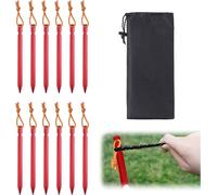 12 Pack Tent Pegs 18cm With Reflective Rope,Aluminum Stakes,Storm Resistant Sand Pegs,Hard Ground Tent Suitable For Camping And Garden Spikes