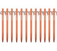12 Pack Tent Pegs,Heavy Duty Metal Anti-Rust Ground Pegs,20cm Rectangular Sand Stakes For Camping,Garden,Hiking (Orange)
