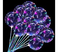 12 Packs de Ballon Lumineux, 40cm Ballon Lumineux Led Transparents, Ballon Led, Ballon Led Lumineux avec Lumières LED Multicolores pour Anniversaire, Mariage, Décor de Fête de la Saint-Valentin