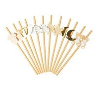 12 pailles carton doux bébé 19.5cm camel - artifetes 93881 Orange G