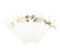 12 pailles carton halloween blanches et or 19.5cm - artifetes 92998 Blanc G