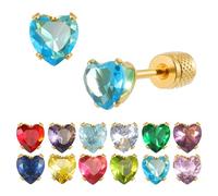 12 Paires Birthstone Lot Boucles d'oreilles Femmes avec À Vis en Acier Inoxydable Hypoallergéniques Boucles d'oreilles Pierre de Naissance avec 5mm Cœur Zircone Cubique pour Femmes Filles
