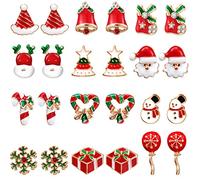 12 Paires Boucles d'Oreilles de Noël Ensemble de Clous de Bijoux de Vacances pour Femmes Filles Boucles d'Oreilles Pendantes de Bijoux de Noël Thanksgiving