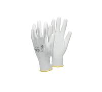 ECD Germany 12 paires de Gants de travail en PU, taille 8-M, couleur blanc, gants de Blanc G