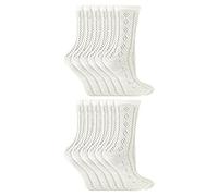 12 Paires Fille Chaussettes Blanches | Coton Chaussettes Pelerine Basses | Fantaisie Cheville Socquettes Tricoté Design (4-6 Ans, Blanc)