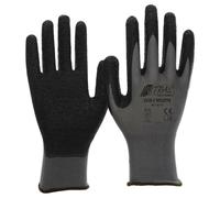 12 Paires de gants NYLOTEX Nylon gris revêtus Latex noir T.8-9-10-11 NITRAS 3520
