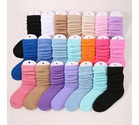 12 paires/set Chaussettes unies de couleurs bonbon mignonnes pour filles, chaussettes polyvalentes pour enfants pour les quatre saisons, collection d'automne/hiver en couleurs aléatoires 12 paires alé