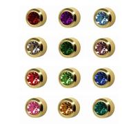 12 Paires Studex Pierres De Naissance Grand 5mm Or Plaqué Lunette Réglage Oreille Piercing Boucles D'oreilles