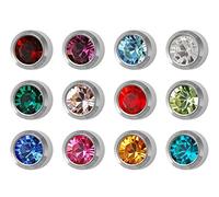 12 Paires Studex Pierres De Naissance Régulier 4mm En Acier Inoxydable Lunette Réglage Oreille Piercing Boucles D'oreilles