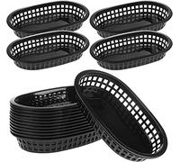 12 paniers de restauration rapide ovales, panier de restaurant paniers de restauration rapide, paniers de service de pain en plastique Plateau de service alimentaire pour hot-dogs, hamburgers,