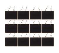 12 Panneau Suspendu à Ardoise en Bois Rectangulaire Double Face | Ficelle de Jute, pour Messages et Décoration de Plantes, Finition Noire, Usage Mural