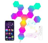 12 Panneaux Lumineux LED Connectés, Appliques Murales Luminaires Intérieur Hexagonales Modulaires et Variables, Gaming Hexagone LED RGB, Lumières Créative avec Synchronisation de la Musique pour Salon