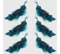 12" paon décoration de Noël oiseau avec queue à plumes Clip-On pour arbre de Noël décorations jardin cour 6 pièces