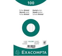 Exacompta - Réf. 10803X - Carton de 12 paquets de 100 fiches bristol lignées non perforées - sous film - - format 125 x 200 mm - couleur blanc