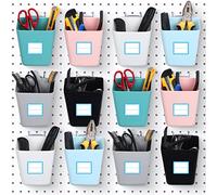 12 Paquets Bacs en Panneau Perforé avec Crochets et Étiquettes, Bacs de Rangement Montés Muraux en Panneau Perforé Accessoires de Panneau Perforé Bacs de Stockage de Garage, 6 Couleurs