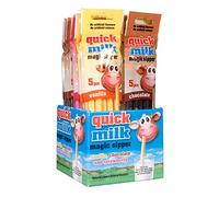 12 paquets de 5 pailles (60 pailles) Quick Milk fraise, vanille, chocolat, lait magique, 0,36 kg