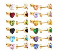 12 Paris minuscule petit amour en forme de coeur en forme de boucle d'oreille pour femmes en acier petite larme de larme colorée à vis de ruine étalons de boucles d'oreilles en pierre bijoux