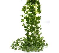 12 Pcs 2.4m Feuilles Lierre Artificielle Guirlande Vert Décoration