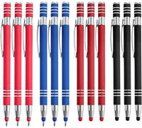 12 Pcs 2 in 1 Ballpoint Pen with Touch Stylus Pen 7 Colors Capacitive Stylus Pen and Ballpoint Pen Multifunctional for Tablet, Smartphone, Touch Screen