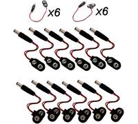 12 Pcs 9V Battery Connector,2.1 x 5.5 mm DC Power Adapter for Arduino (T and I Type)