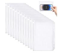 12 Pcs A5 Taille 6 Trous Pochettes Classeur en Plastique, Imperméable Sacs Zippés à Feuilles Mobiles Dossiers, Enveloppe Budget A5 pour Rangement et Stocker des Objets(transparent)