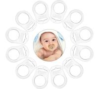 12 Pcs Attache Tetine Silicone,Transparent Attache Tetine Mam,Adaptateur Attache De Sucette,Adaptateur Bague Pour Tétine,Bouton Silicone Anneau Pour Bebe,Pour Sucette (Transparent)