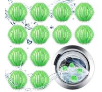 12 pcs Attrape poils machine a laver,Anti poil machine à laver,Ramasse poils animaux machine a laver,Boule anti poils machine a laver,Réutilisable ramasse cheveux machine a laver,Nettoyer poils,vert
