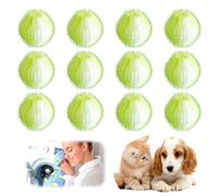 12 Pcs Attrape Poils Machine à Laver, Balles Anti-Peluches pour Machine à Laver pour Sèche-Linge, Nettoyant Machine à Laver pour Enlever les Poils d'Animaux de Compagnie de Chat et de Chien, Vert