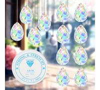 12 Pcs Attrape Soleil Cristal, Suncatcher Pendentif en Cristals, Sun Catcher Attrape-Soleils en Cristal Prismes, Capteur a Suspendre Arc-en-Ciel Décoration de Fenêtre Jardin Mariage