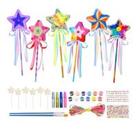 12 PCS Baguette de Princesse Magique,Baguettes Magiques en Bois Kit,Manuelles Filles Étoile Baguette de Princesse,BaguetteDePrincesse,BaguetteMagique Bois Cadeau,Anniversaire Bricolage pour Enfants