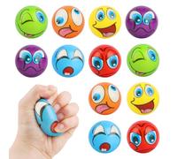 12 pcs Balles Anti-Stress Colorées,MXTIMWAN Boules à Presser Sensorielle,Antistress Adultes,Boules à Pétrir Anti-Stress,Expression Stress Balls,Boule Anti Stress de Visage Drôles pour Enfant et Adulte