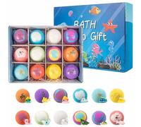 12 Pcs Bath Bombs with Surprised Toys,Bubble Bathbombs Gift Set for Women,Creative Marine Land Animal Baths Salt Balls,Home Spa Her/Him,Wife,Girlfriend on Birthday,Christmas (Ocean)