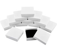 12 Pcs Boîte En Carton, 9.1x9.2x2.9 Cm Coffret Cadeau En Papier Carré Blanc Laiteux Avec Couvercle Et Éponge Pour Bijoux Pendentifs Colliers Bracelet Emballage Cadeau