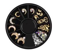 12 Pcs Boîte Nail AB Cristal Alliage Dos Plat Ongles Pierre Gemmes Verre Bijoux 3D Nail Art Décorations DIY-Chine, 108