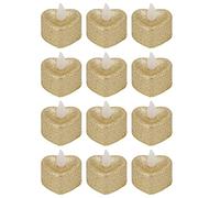 12 PCS Bougies Chauffe-Plat Sans Flamme Bougies Lampe Bougie LED Forme De Coeur LED Bougies Chauffe-Plat Lumière Chaude Décoration pour Noël Fête De Mariage Saint Valentin Chambre Secrète Props Or