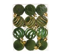 12 Pcs Boule De Noël, Boules De Noël Incassables en Plastique Floqué De 1.57 Pouces, Boules De Noël en Velours, Décorations Suspendues pour Sapin De Noël, Décoration D'Intérieur (Vert)