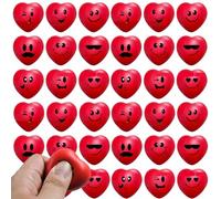 12 PCS Boules de Stress Cardiaque - Saint-Valentin Cœurs Rouges 5cm Smile Face Squeeze Cœurs Forme Boule de Stress - Fun Party Favors pour Les Enfants Adultes - Mini Boules de Mousse (Herz-5cm, 12)
