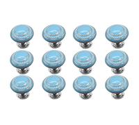 12 PCS Boutons en Céramique Boutons Ronds pour Tiroirs Poignée pour Portes d'armoires Poignées pour Meubles Poignées pour Armoires de Cuisine pour Commode (Blue)