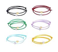 12 Pcs Bracelets d’Amitié pour Fille Garçon Bracelet Couple Réglable avec les Motifs Coeur Bracelet Tressé à la Main Cadeau pour Couple Famille Meilleurs Amis bracelets d'amitié en forme de cœur