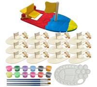 12 Pcs Bricolage Bois Voilier Peinture, Créativité Bricolage Voilier Bois, Bois Jouet de Bateau Peinture, Voilier Bois Bricolage Pour Promouvoir la Pensée Créative Chez les Enfants