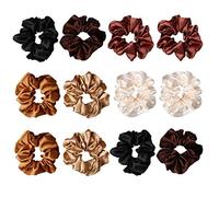 12 pcs Chouchous Cheveux, Chouchous Élastiques à Cheveux en Satin Chouchou Cheveux Ties Cordes Chouchou Scrunchie Colorés pour Filles Femmes