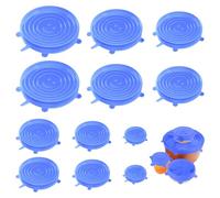 12 PCS Couvercle Silicone Alimentaire Réutilisable, Couvercle En Silicone Extensible Pour Bols, Pots De Yaourt Bocaux, Couvercles En Silicones étirables, Couvercles Ronds Hermétiques Pour Boîtes