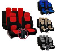 12 PCs Couverture universelle de siège de véhicule avec appuie-tête Protection de volant - Bleu.